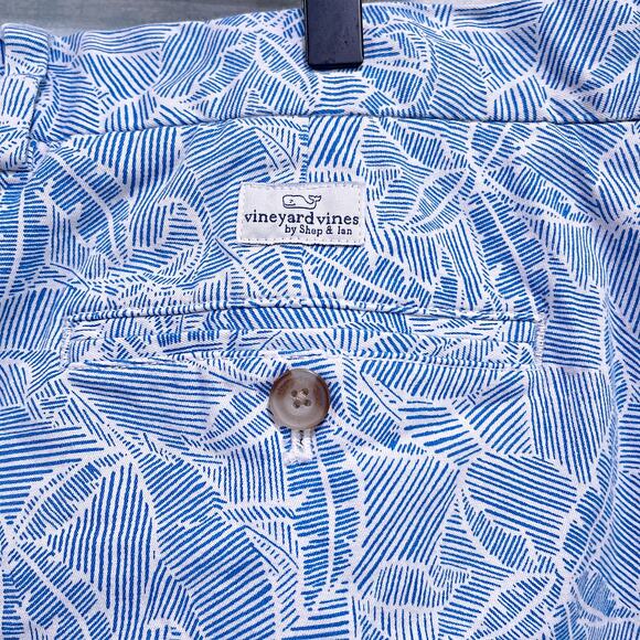 VINEYARD VINES 7" Breaker Shorts Blue Tropical Flat Front Stretch Chino Mens 40 - Picture 5 of 6